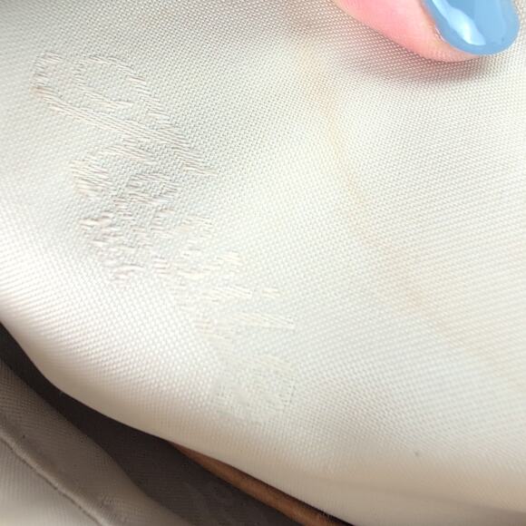 Y2K Early 2000's Fossil Satchel Purse Cream/Chestnut Handles Stitching - Picture 13 of 16